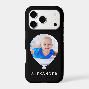 Custom Photo Cute Balloon Personalised Name Black