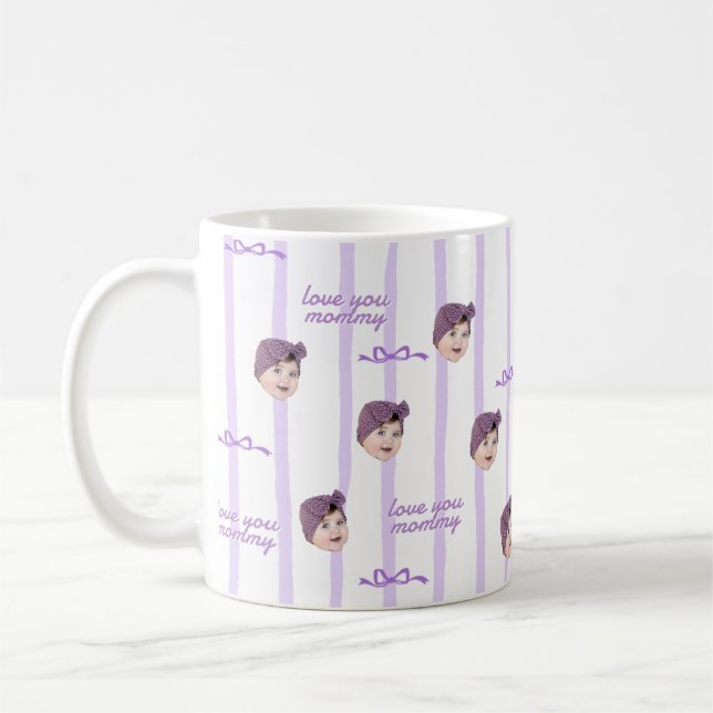 Custom Photo Cute Bow Pattern Mug for Father's Day (Left)