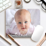 Custom Photo Cute DIY Personalised Modern “Love” Mouse Mat<br><div class="desc">“Love.” A fun, playful visual of white script handwriting and cute, playful hearts against the photo of your choice, helps keep love in your heart throughout the week. Spread happiness and joy whenever you use this stylish and modern, customised mouse pad. Easily personalise with a photo of your loved one....</div>