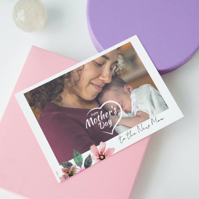 Custom Photo cute First Happy Mother's Day New Mum Holiday Card (Creator Uploaded)