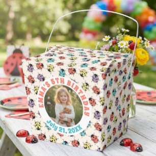 Custom Photo Cute Ladybugs Birthday Party Favour Box