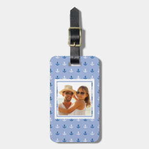 Custom Photo Cute Little Anchor Pattern Luggage Tag