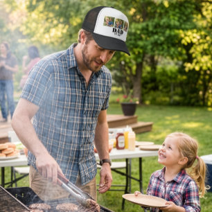 Custom Photo Dad Established Minimal Typography Trucker Hat