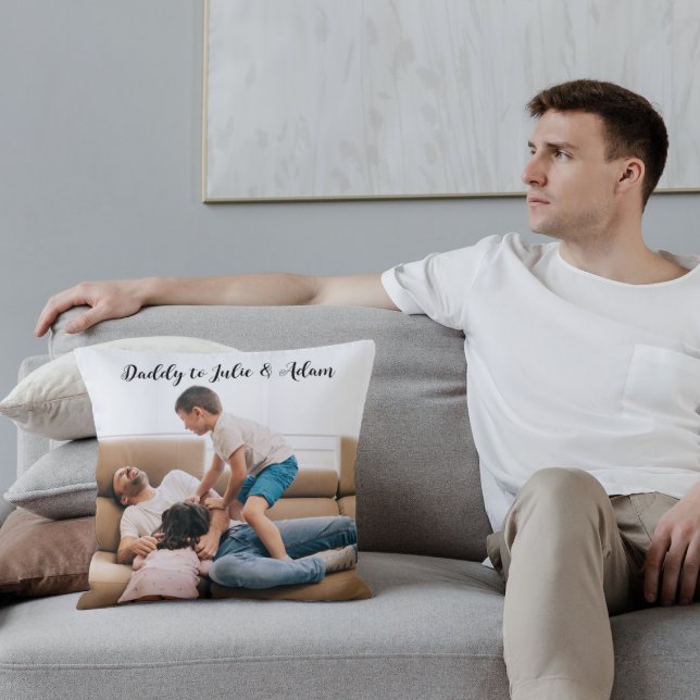 Custom Photo Daddy Kids Names Script Father's day Cushion (Creator Uploaded)