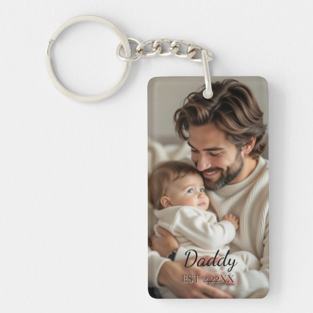Custom Photo "DADDY'' Modern Key Ring (Front)