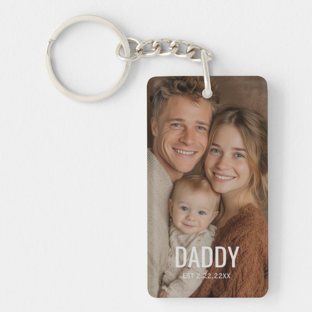 Custom Photo "DADDY'' Modern Key Ring (Front)