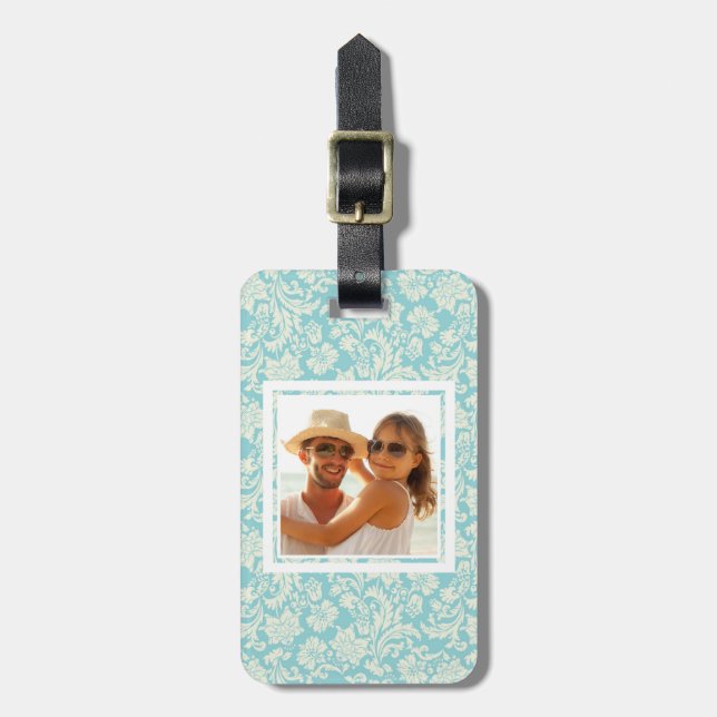 Custom Photo Damask Pattern 3 Luggage Tag (Front Vertical)