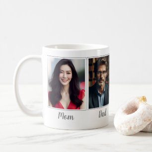 Custom Photo Dark Grey Mum Dad Son Daughter Family Coffee Mug