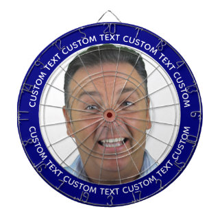 Custom Photo Dartboard & Text - NAVY BLUE Surround