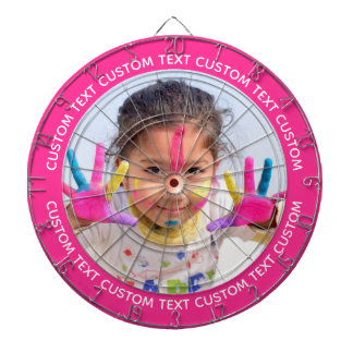 Custom Photo Dartboard & Text - PINK Surround