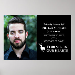 Custom Photo Deer Forever In Our Hearts Memorial Poster