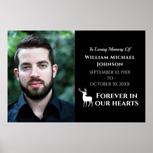 Custom Photo Deer Forever In Our Hearts Memorial Poster (Front)
