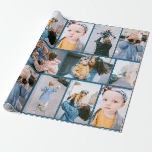 Custom Photo Denim Blue Wrapping Paper