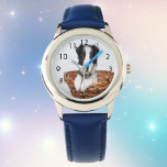 Custom photo dog cat photo child watch<br><div class="desc">Personalise and add your photo of your family pet,  dog,  cat,  bird,  rabbit - or favourite fish!   Black numbers.</div>