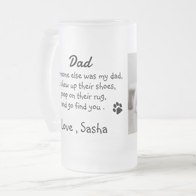 Custom Photo Dog Dad Frosted Glass Beer Mug (Front Left)
