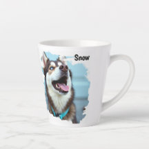 Custom Photo Dog Husky Name Blue Latte Mug