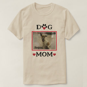 Custom Photo Dog Paws With Red Hearts "Dog Mum" T-Shirt