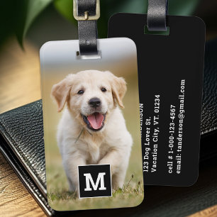 Custom Photo Dog Pet Puppy Personalised Monogram Luggage Tag
