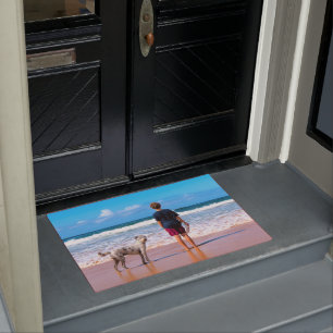 Custom Photo Doormat Your Design - I Love My Dog