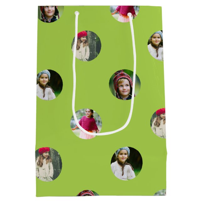 Custom Photo Dot Print Medium Gift Bag (Back)