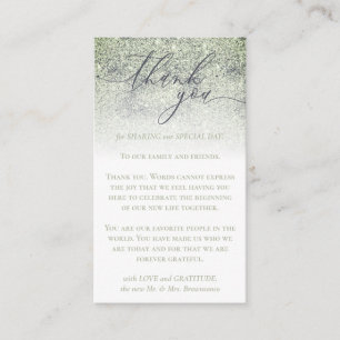 Custom Photo Dust Glitz Green Thank You Enclosure Card