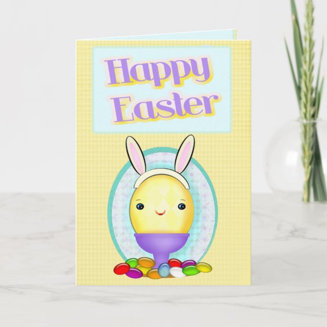 Custom Photo Easter Bunny Egg Holiday Card (Front)