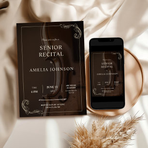 Custom Photo Elegant Classy Music Senior Recital Invitation