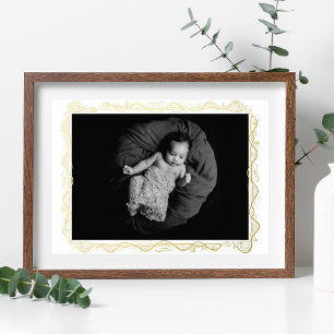 custom photo   elegant doodle   fine gold frame foil prints