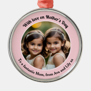 Custom Photo Elegant Pretty Mother's Day Pink Metal Tree Decoration