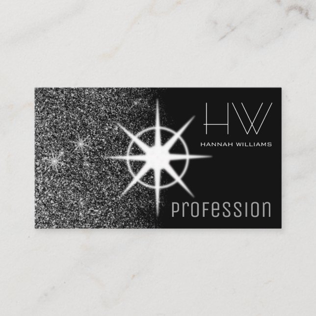 Custom Photo Elegant Silver Glitter Professional Business Card (Front)
