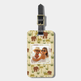 Custom Photo Elephants And Palms In Camouflage Luggage Tag