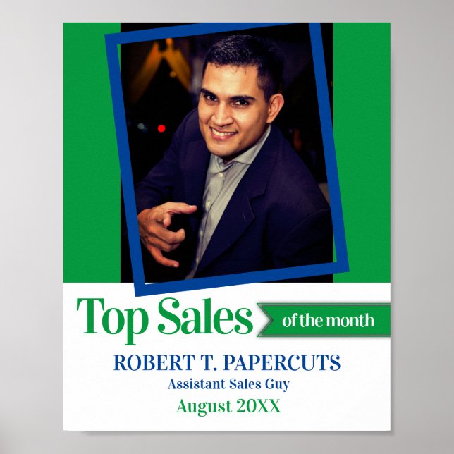 Custom photo employee of the month certificate poster (Front)