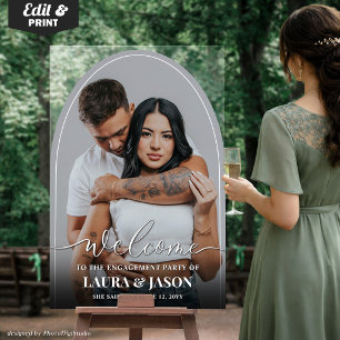 Custom Photo Engagement Party Acrylic Arch Welcome Sign