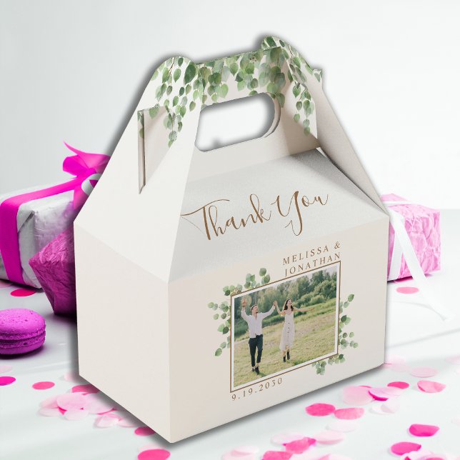 Custom Photo Eucalyptus Botanical Foliage Wedding Favour Box (Creator Uploaded)
