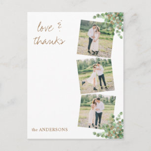 Custom Photo Eucalyptus Foliage Wedding Thank You Postcard