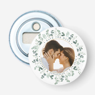 Custom Photo Eucalyptus Wedding Save The Date Bottle Opener