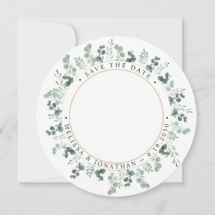 Custom Photo Eucalyptus Wedding Save The Date Holiday Card