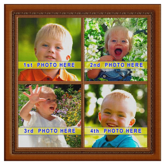 Custom PHOTO Fabric with YOUR 4 Pictures (Swatch)