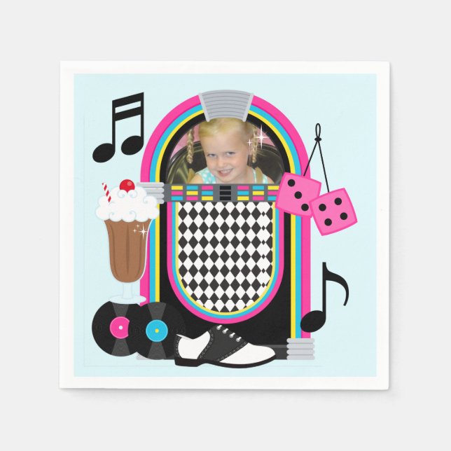 Custom Photo Fabulous 50s Birthday Paper Napkins (Front)