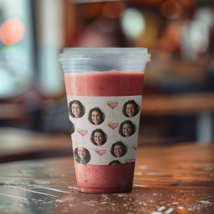 Custom Photo Face & Cocktail Personalised Pink Acrylic Tumbler