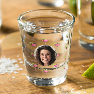 Custom Photo Face & Cocktail   Personalised Pink S Shot Glass