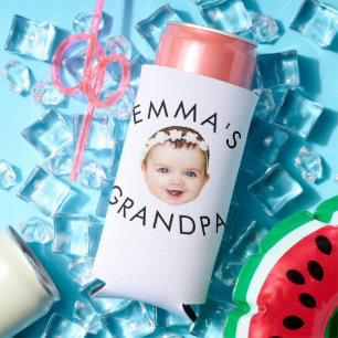 Custom Photo Face Mom Grandma Grandpa Birthday Seltzer Can Cooler
