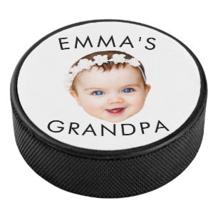 Custom Photo Face Mum Grandma Grandpa Birthday Hockey Puck