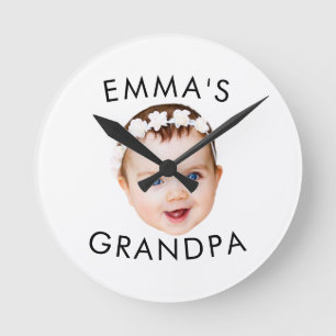 Custom Photo Face Mum Grandma Grandpa Birthday Round Clock