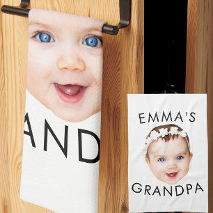 Custom Photo Face Mum Grandma Grandpa Birthday Tea Towel