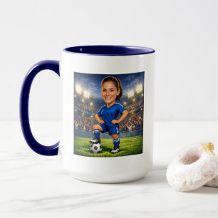 Custom Photo-Face Soccer/Football Star Caricature Mug