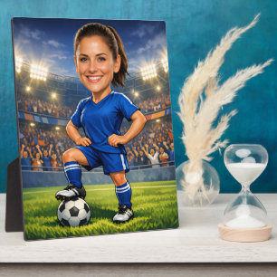Custom Photo-Face Soccer/Football Star Caricature Plaque
