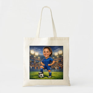 Custom Photo-Face Soccer/Football Star Caricature Tote Bag