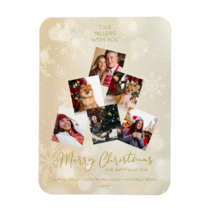 Custom Photo Family Christmas Tree Happy New Year Magnet
