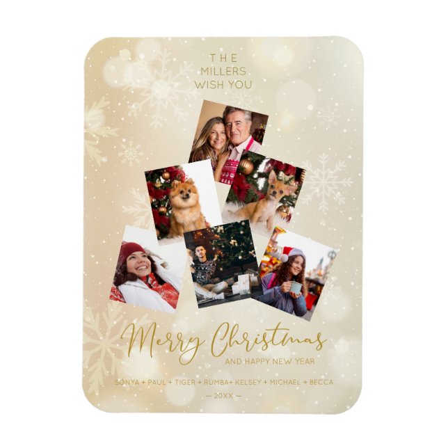 Custom Photo Family Christmas Tree Happy New Year Magnet (Vertical)
